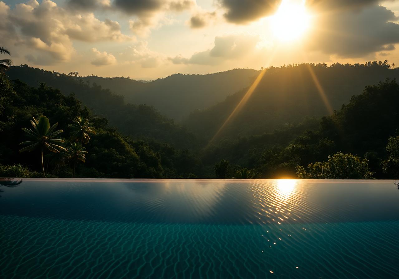 Infinity pool overlooking jungle